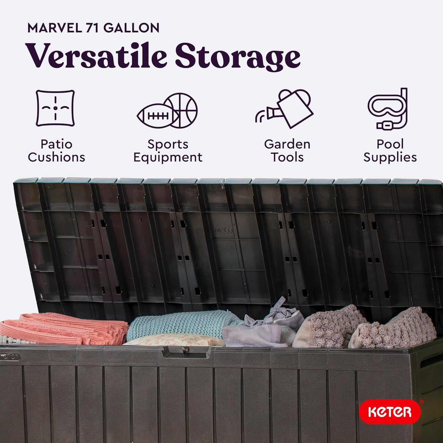 71-Gallon Resin Outdoor Storage Box for Patio Furniture
