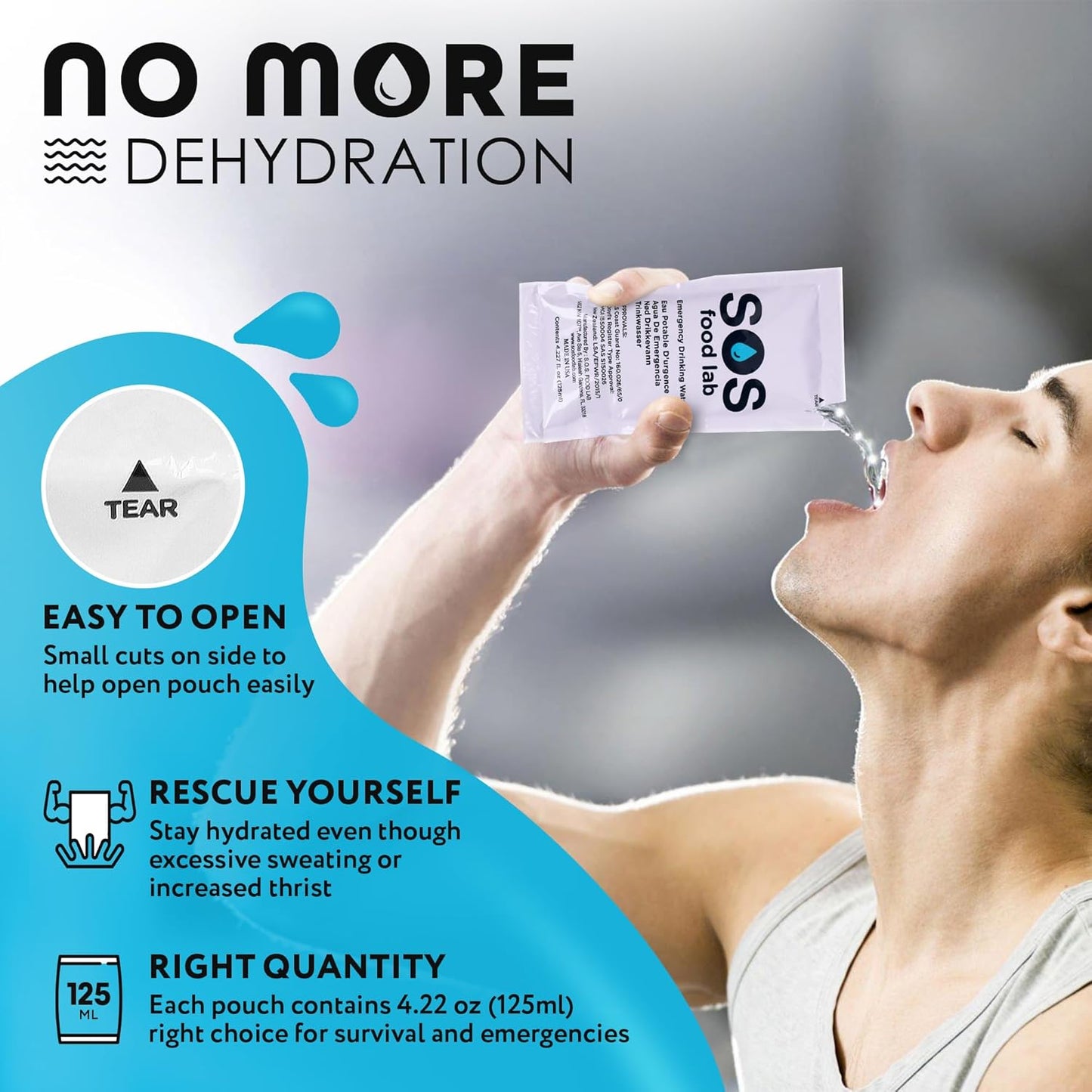 S.O.S. Emergency Drinking Water – 62 Packets, 5-Year Shelf Life Survival Supply