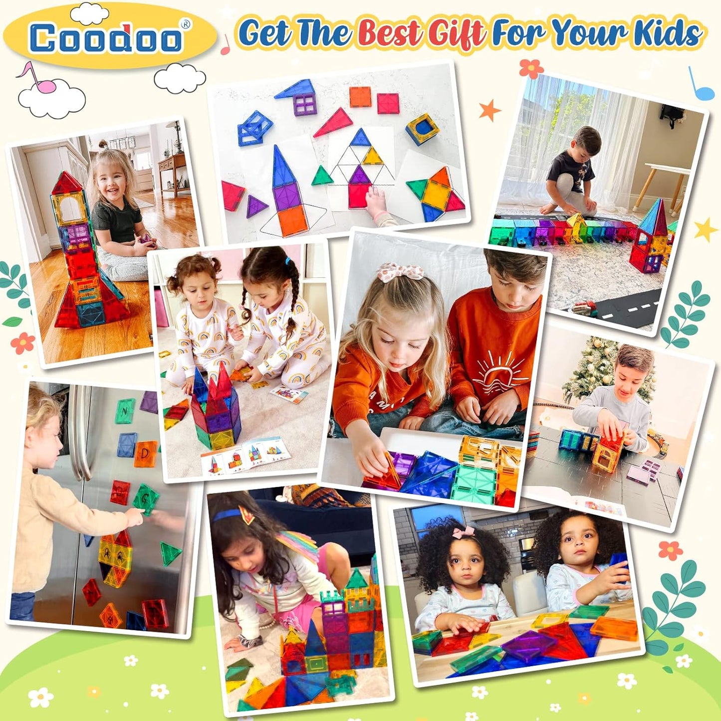 60 PCS STEM Magnetic Building Tiles Sensory Toys for Kids Brain Development