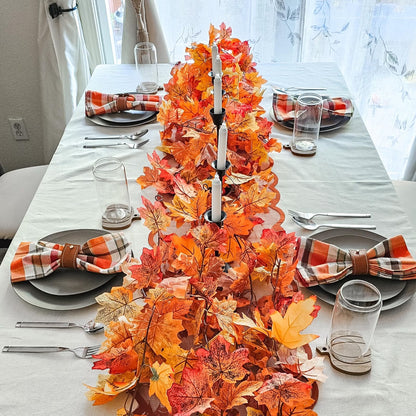 8-Pack Fall Leaf Garland – Artificial Maple Leaf Hanging Vines for Thanksgiving, Fireplace, Wedding & Autumn Home Décor
