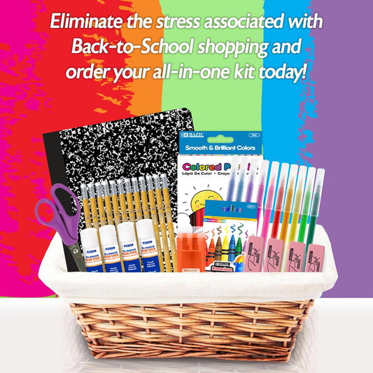 School Supply Box for Elementary Student K-6 School Kit Pack