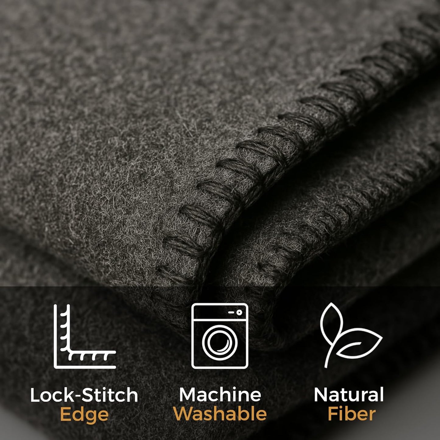 Wool Camping Blanket – Heavy-Duty Military Style, Warm & Washable (Grey, 62" x 84")