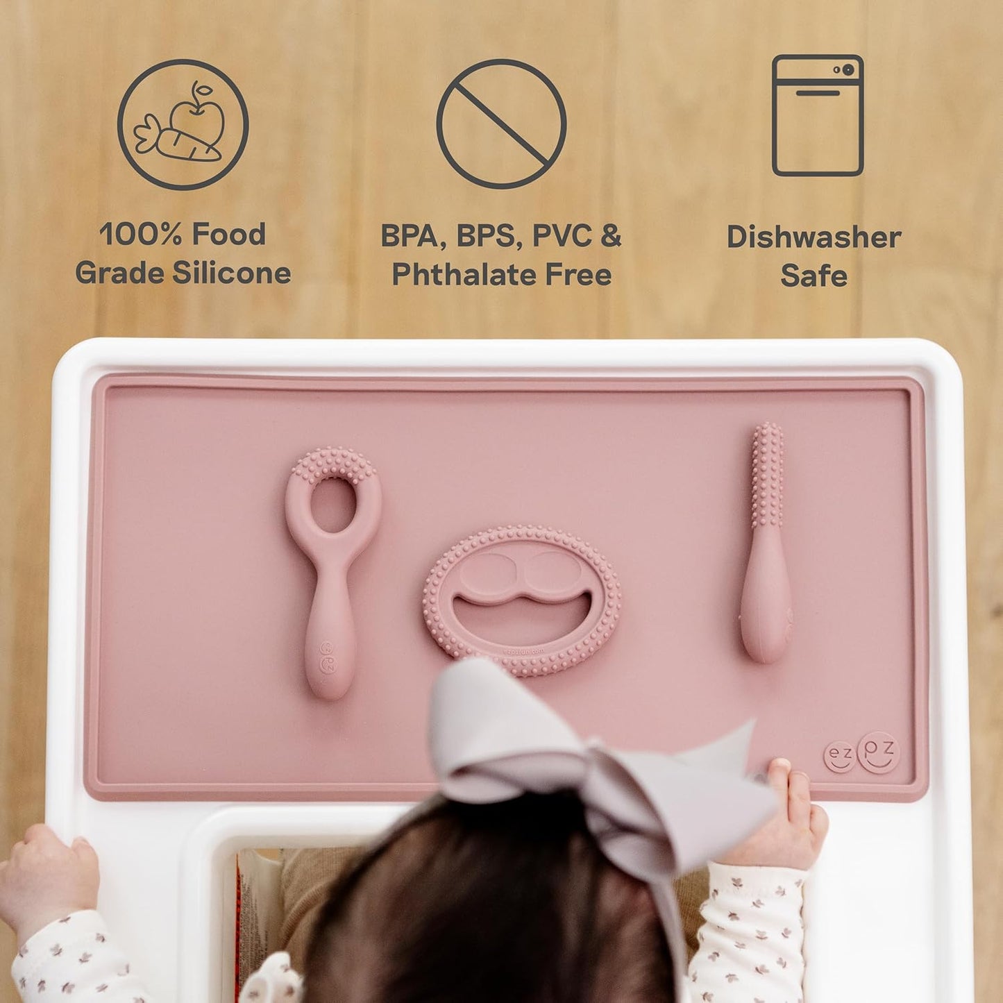 Oral Development Tools – 3-Pack Silicone Chewing & Weaning Aids (Pewter, 3+ Months)