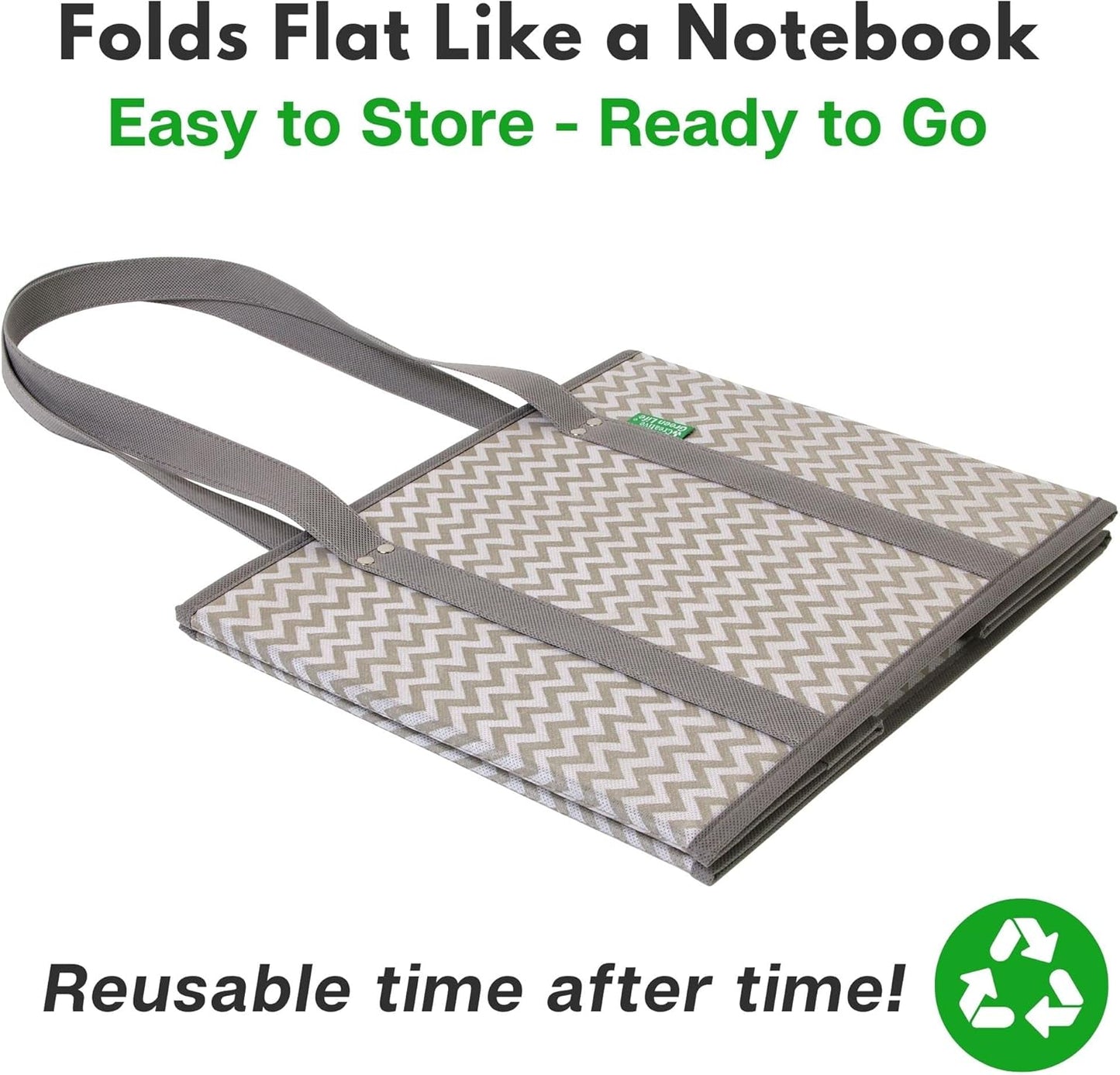 Heavy-Duty Reusable Grocery Bags (3-Pack) – Stand-Up Tote Bags with Foldable Design