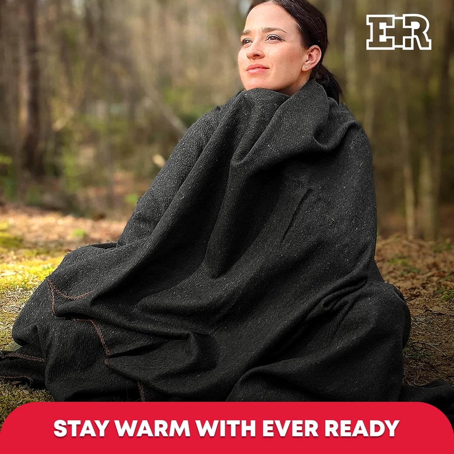 Military Wool Blanket – 80% Wool, Warm & Washable Outdoor Blanket (Grey, 96" x 66")