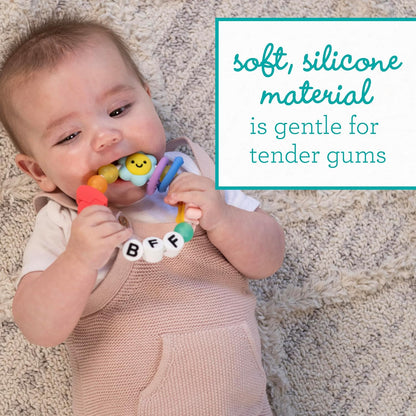 BFF Friendship Baby Teether – Soft Silicone Easy-Grip Teething Toy with Textures