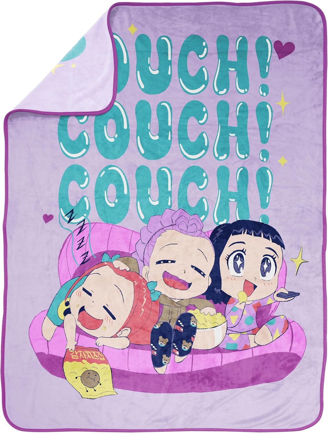 Kpop Demon Hunters Huntrix Plush Throw Blanket – Ultra Soft Fleece Kids Blanket, Purple 46x60