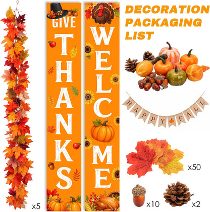 70-Piece Thanksgiving Fall Décor Set – Maple Leaf Garland & Autumn Harvest Decorations