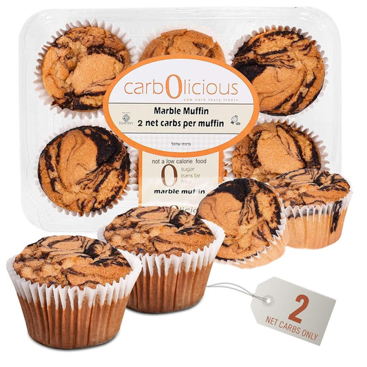 Low-Carb Marble Mini Muffins – Keto-Friendly, 2g Net Carbs, 9g Protein, Sugar-Free Almond Flour Snack, 6 Count