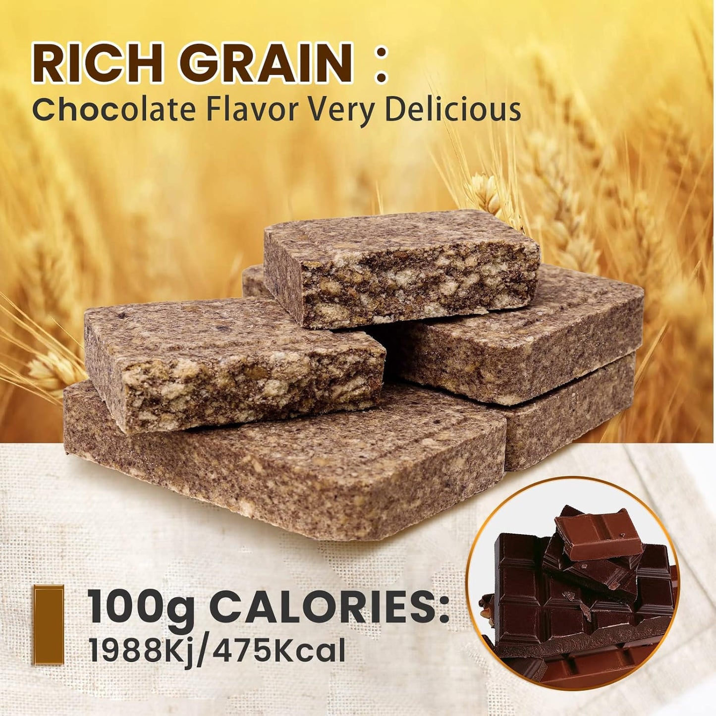 Emergency Food Ration Bars – Chocolate Survival Tabs for Disaster Preparedness (12 Count)