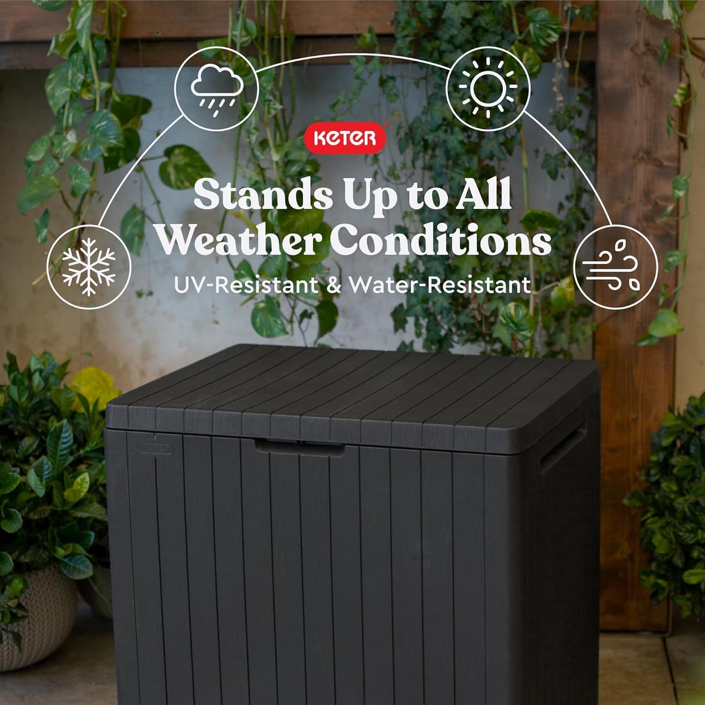 30-Gallon Resin Outdoor Storage Box and Patio Furniture Side Table