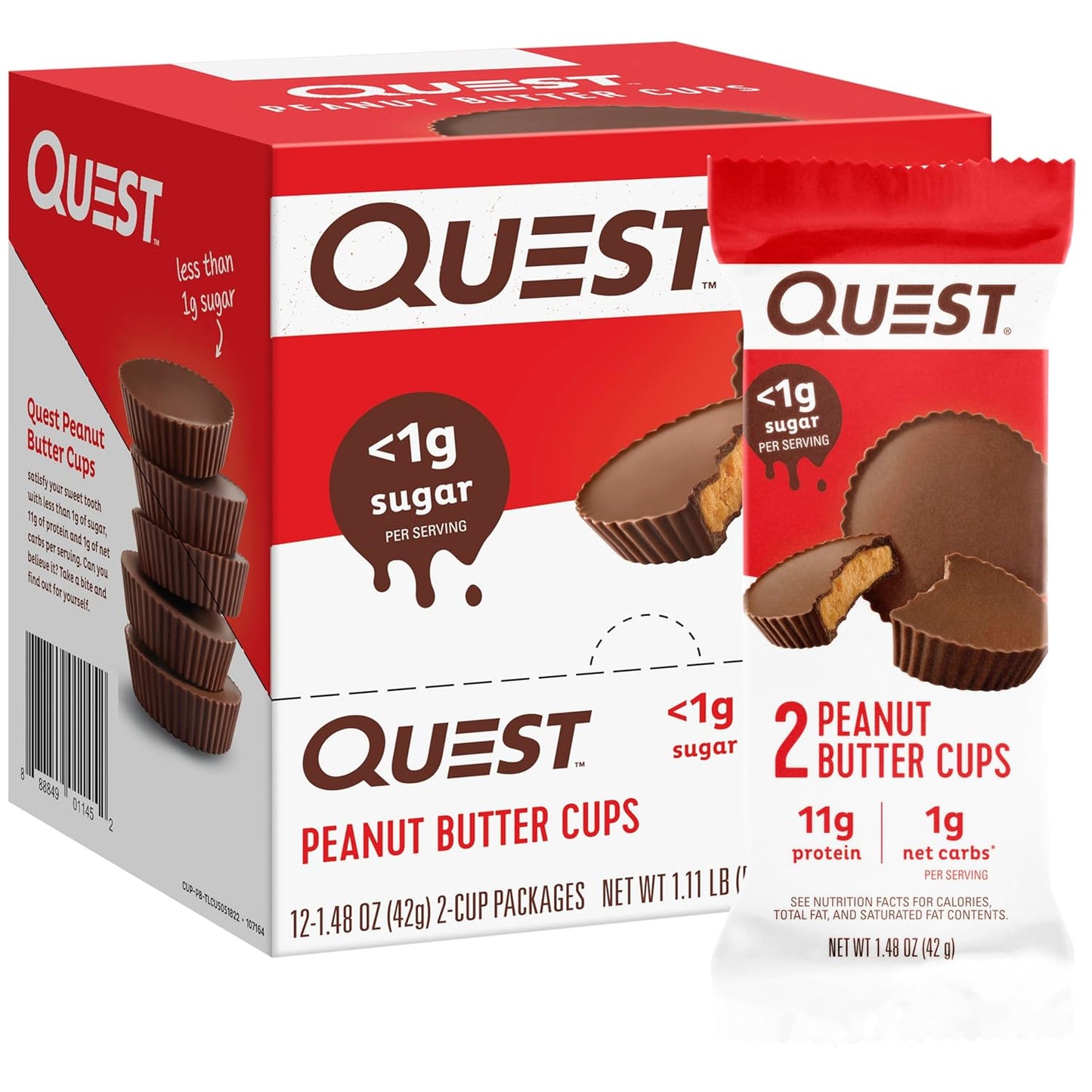 Quest Peanut Butter Cups – 11g Protein, 1g Sugar, Keto Friendly – 12 Count