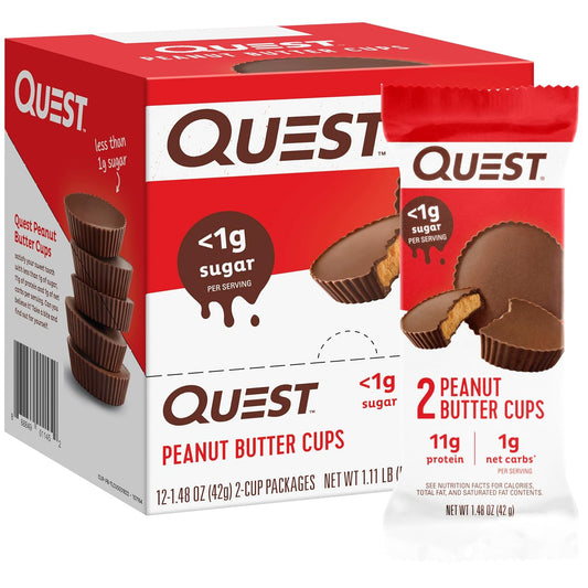 Quest Peanut Butter Cups – 11g Protein, 1g Sugar, Keto Friendly – 12 Count