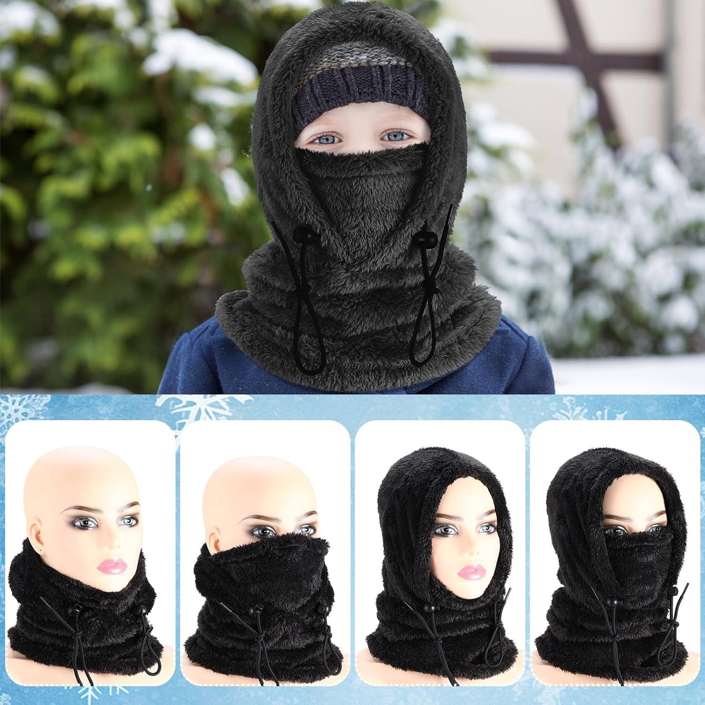 4-Pack Kids’ Balaclava Face Masks – Winter Windproof Ski Mask & Neck Cover for Cold Weather