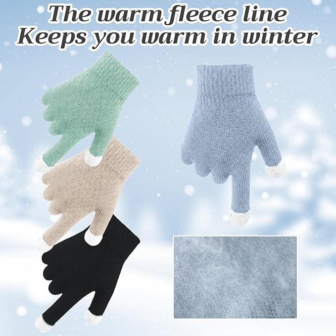 JaGely Winter Beanie, Scarf & Touchscreen Gloves Set – Fleece-Lined Knit for Men & Women