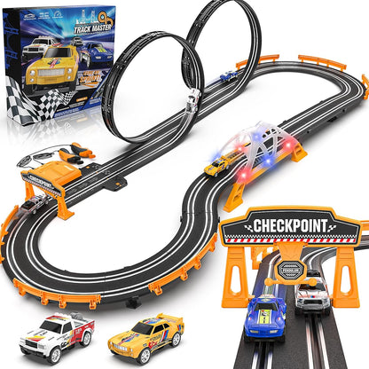 Slot Car Race Track Sets for Boys with 2 High-Speed Slot Cars, Battery or Electric Car Track