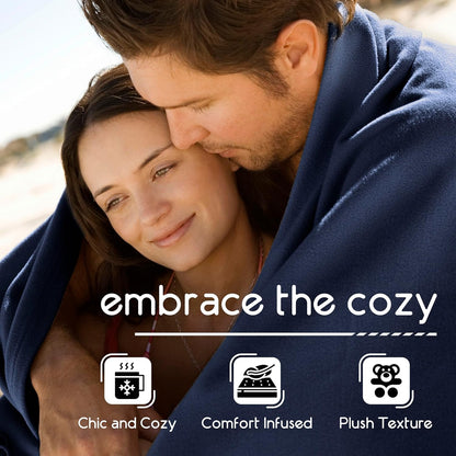 Insulating Core Hotel-Style Blanket, Navy Blue, Twin