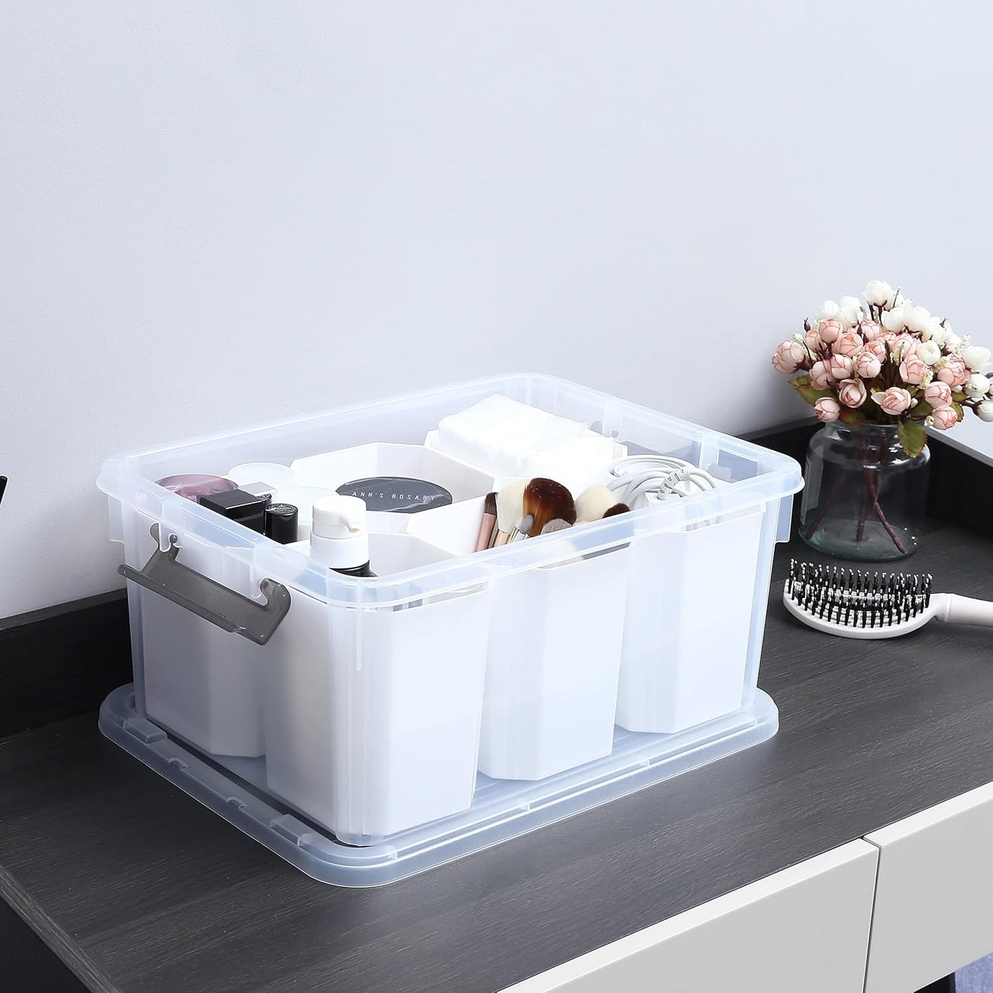 17 QT Clear Plastic Storage Bins with Lids - Stackable Multipurpose Organizer for Tools, Crafts, and More