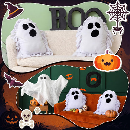 6-Set Halloween Ghost Tied Pillow Craft Kit – No-Sew DIY Pillow Activity for Kids