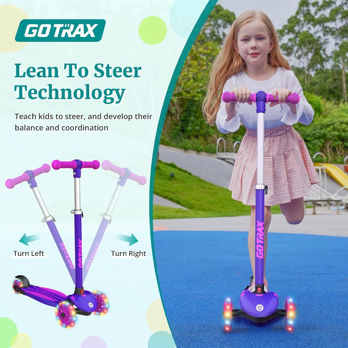 Kids Kick Scooter – LED Wheels, 3-Height Adjustable Handlebar & Anti-Slip Deck (Ages 2–8)