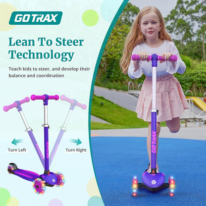 Kids Kick Scooter – LED Wheels, 3-Height Adjustable Handlebar & Anti-Slip Deck (Ages 2–8)