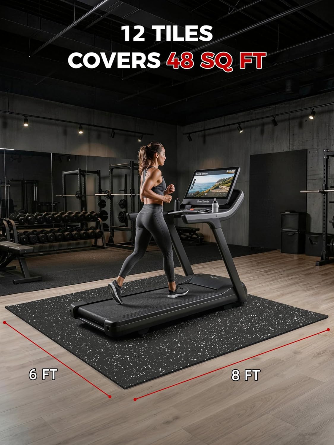 0.79" Extra-Thick Exercise Mats – 48 Sq Ft Interlocking Rubber & EVA Foam Gym Flooring Tiles – Black & White