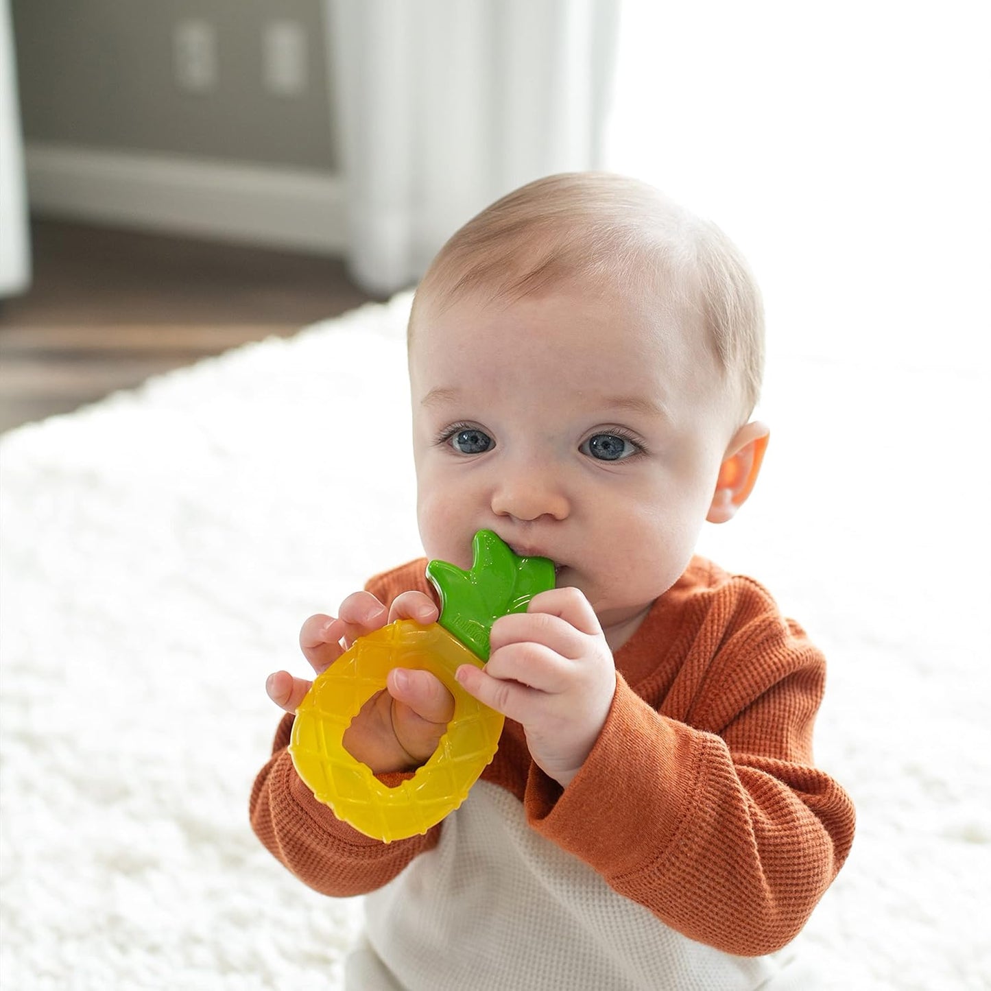 Cooling Baby Teether Toys – BPA-Free Fruit Teethers for Sore Gums (Apple & Pineapple, 2-Pack, 3m+)