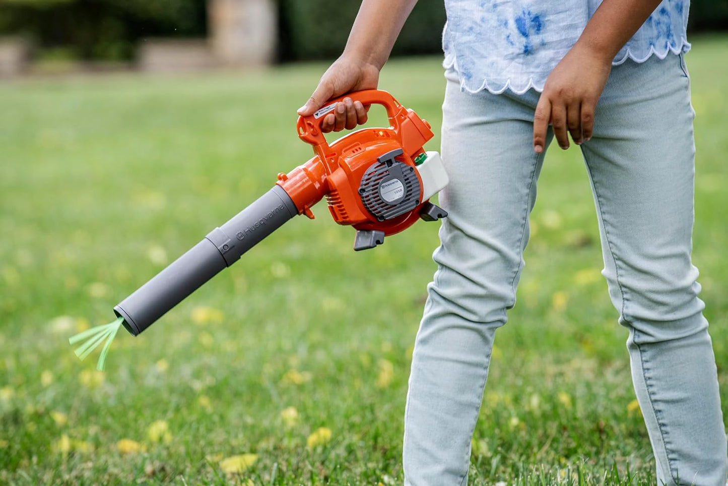 Toy Leaf Blower - Light-Up Engine with Sound & Real Air for Ages 3+ (Orange/Gray)