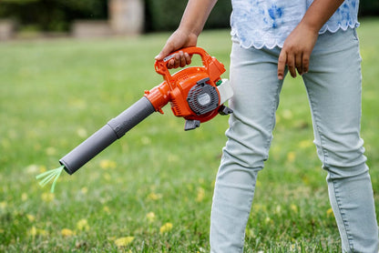 Toy Leaf Blower - Light-Up Engine with Sound & Real Air for Ages 3+ (Orange/Gray)