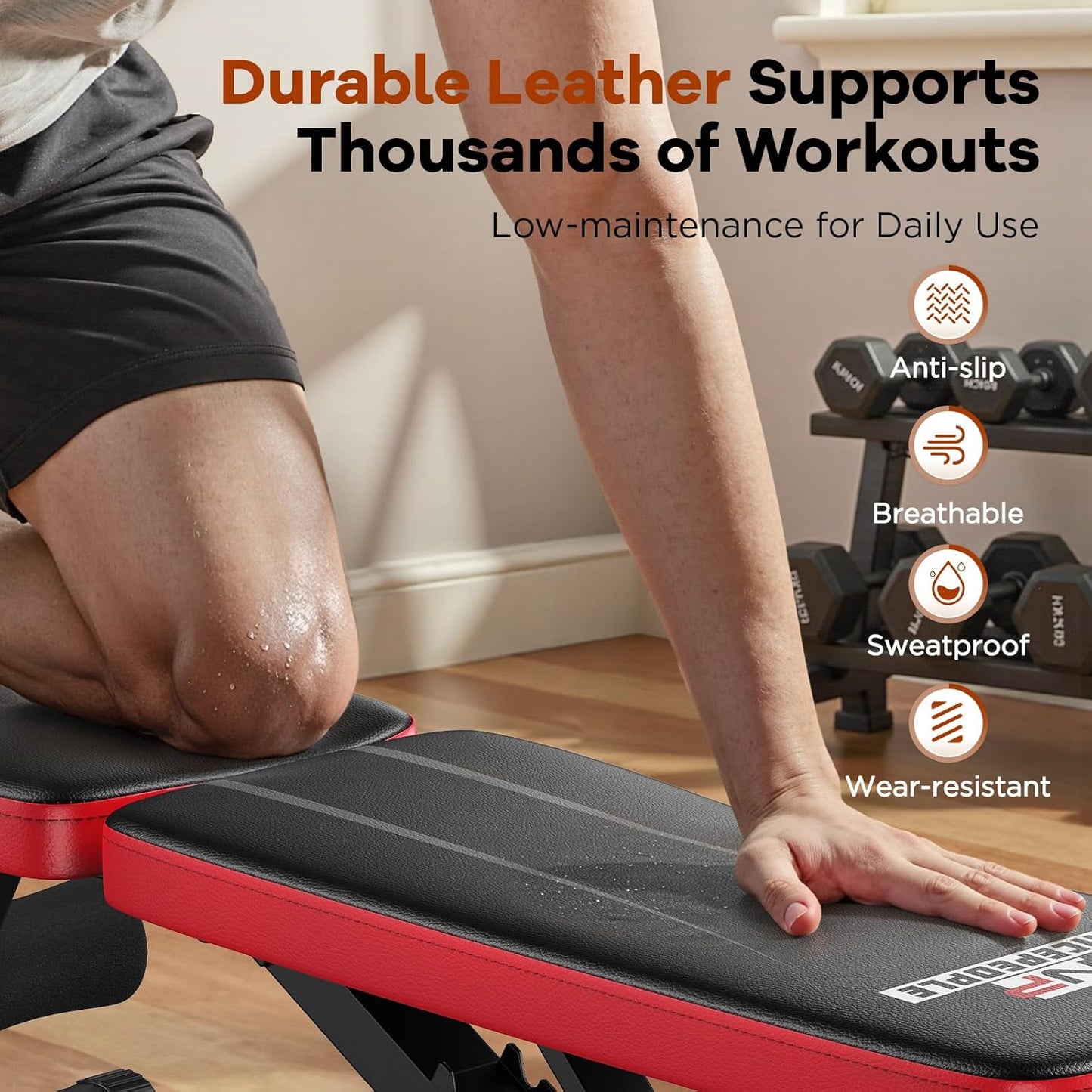 Adjustable Weight Bench – 660 lb Foldable Workout Bench with 8 Backrest Positions for Home Gym Training