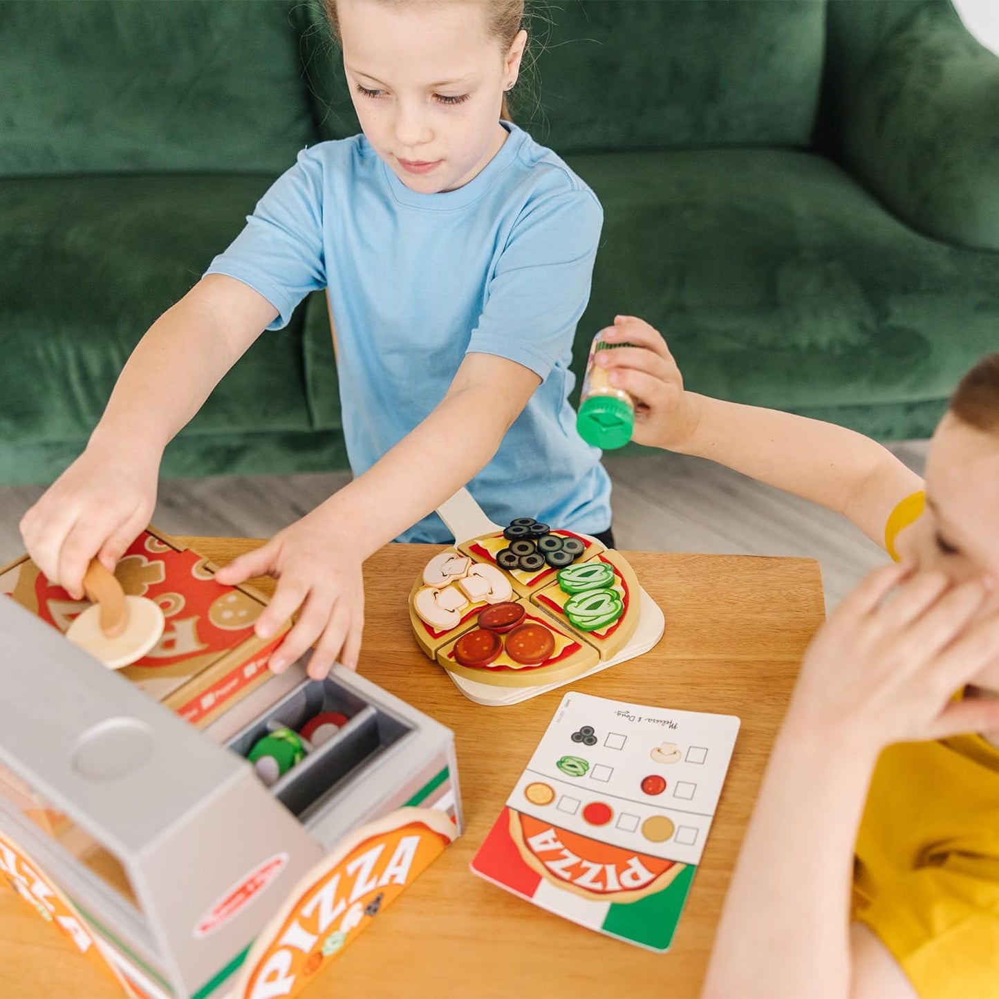 Top & Bake Wooden Pizza Counter Play Set (41 Pcs) - Pretend Food Toy for Kids Ages 3+
