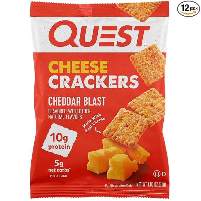 Quest Nutrition Cheddar Blast Cheese Crackers – 12 Packs | 10g Protein, 5g Net Carbs, 1g Sugar
