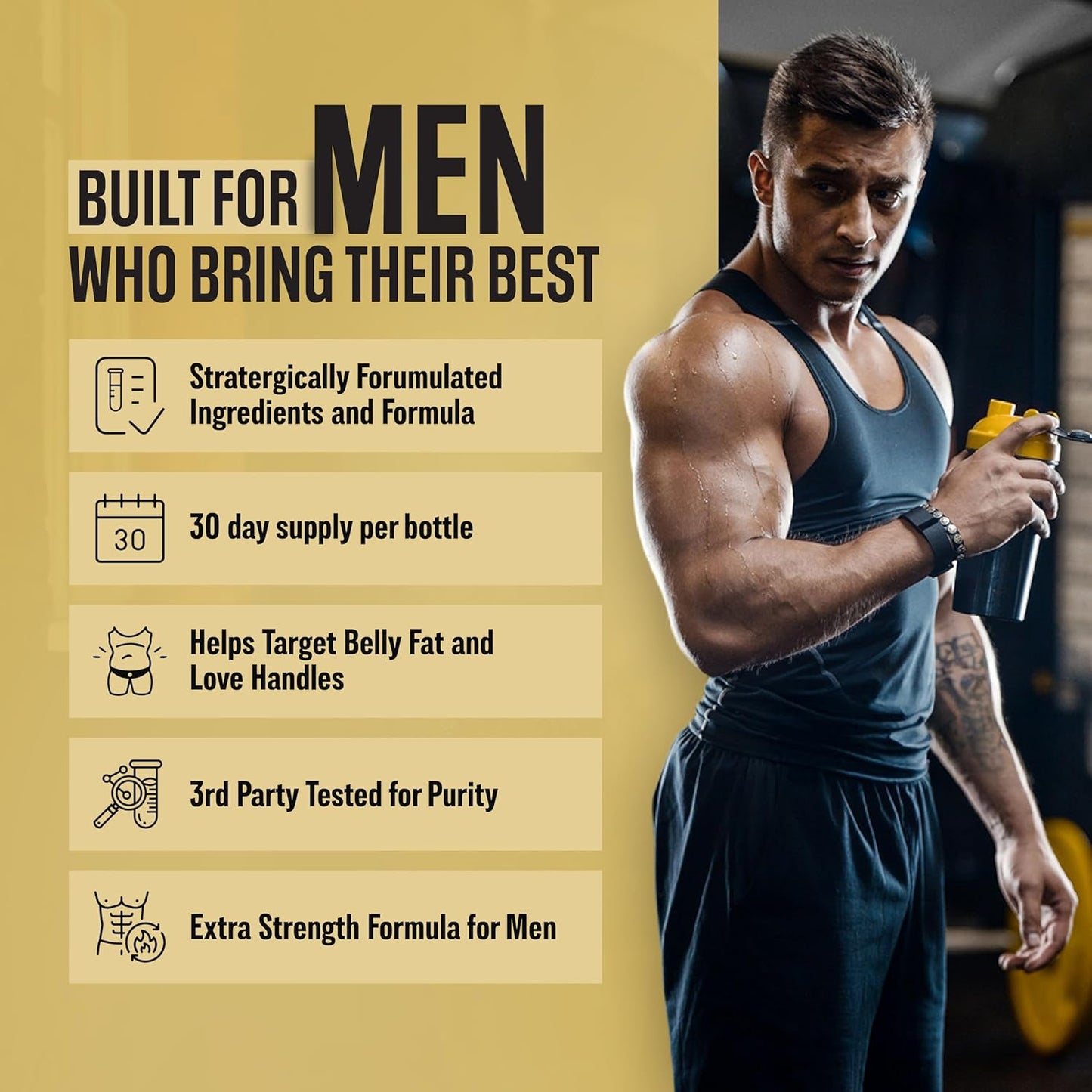 Male Performance Burner – GLP-1 Support Fat Burner for Men, Energy & Muscle Support (60 Capsules)
