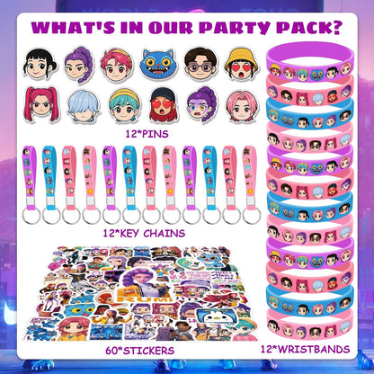 Demon Hunters Party Gift Set (96 PCS) – Kpop Theme Birthday Party Supplies