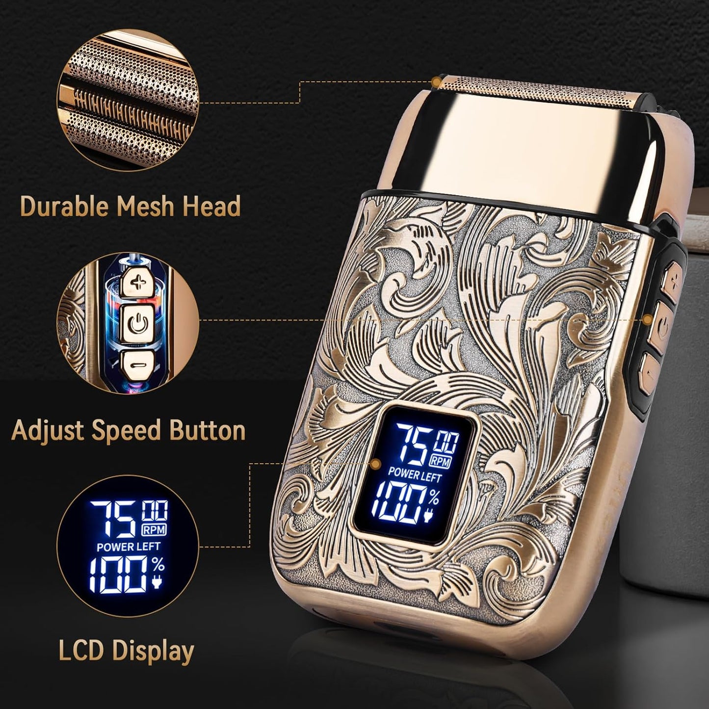 3-Speed Electric Foil Shaver for Men – LCD Display, Ideal Gift for Bald Heads
