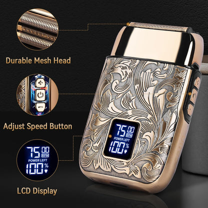 3-Speed Electric Foil Shaver for Men – LCD Display, Ideal Gift for Bald Heads
