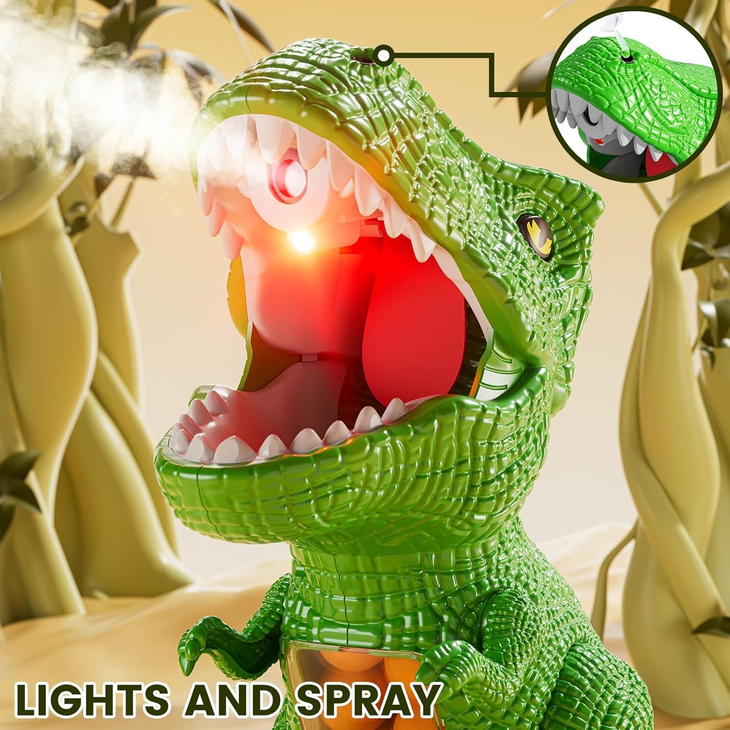 Movable Dinosaur Shooting Game – Electronic Target with 2 Air Pump Guns & 48 Foam Balls (Ages 3–9)