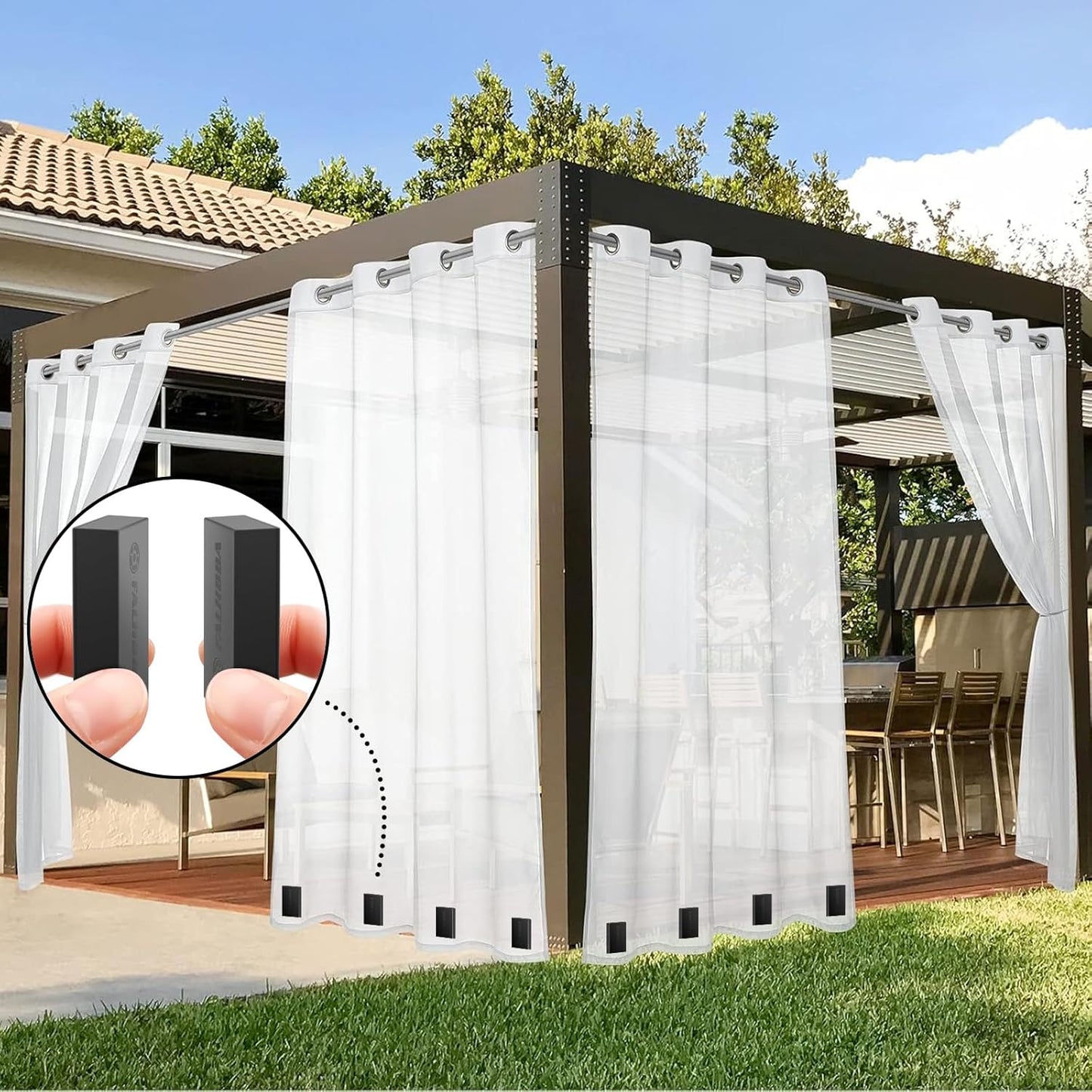 24 Pcs Outdoor Curtain Weights, for Heavy Wind, Outside Curtain, Patio, Mosquito, Cabana, Gazebo, Flags
