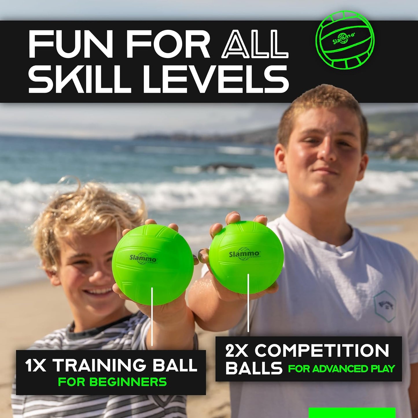 Slammo Outdoor Game Set – Fun Holiday Gift for Kids, Teens, and Family (Includes 3 Balls, Carrying Case, and Rules)
