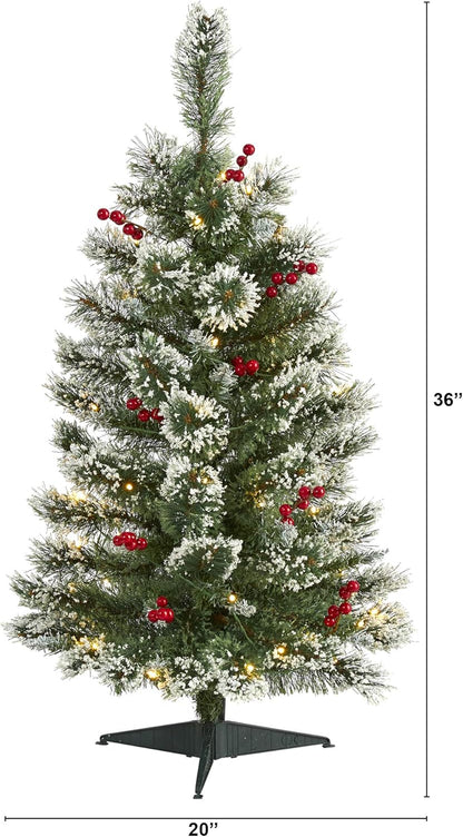 3ft Frosted Swiss Pine Tree with 50 Clear LED Lights