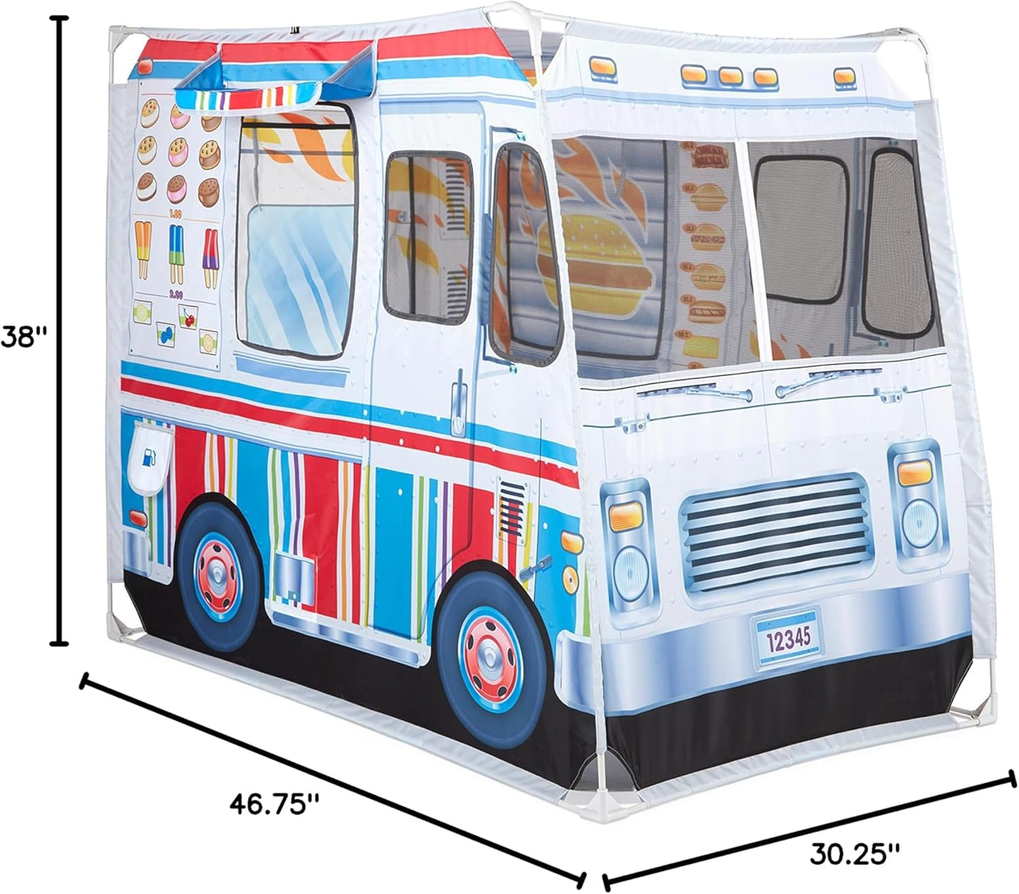 Double-Sided Food Truck Play Tent - Ice Cream & BBQ Role Play Toy for Kids Ages 3+