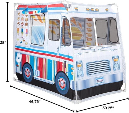 Double-Sided Food Truck Play Tent - Ice Cream & BBQ Role Play Toy for Kids Ages 3+