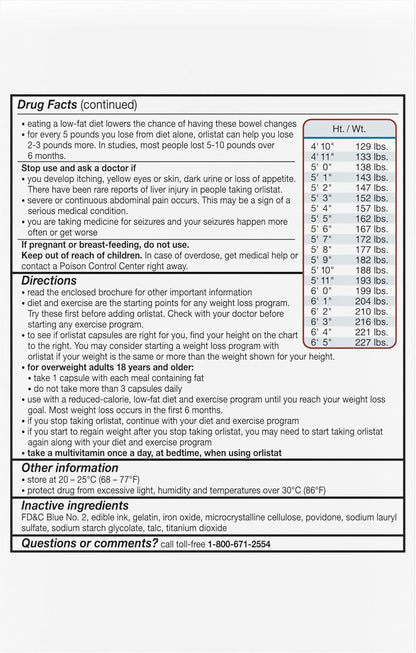 Alli Weight Loss Pills – Orlistat 60 mg Non-Prescription Diet Aid (120 Capsules)