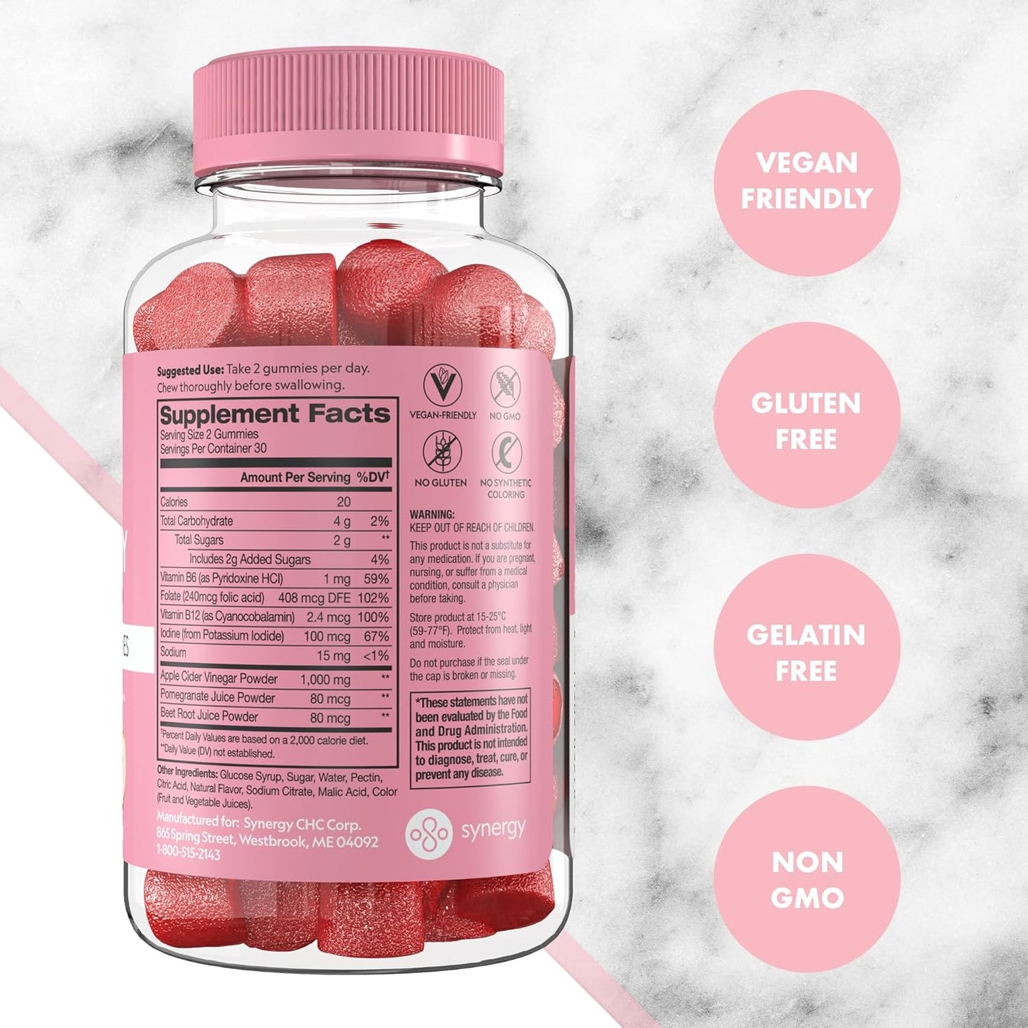 Flat Tummy ACV Gummies – Detox & Gut Health Support with Beet & Pomegranate (60 Count)