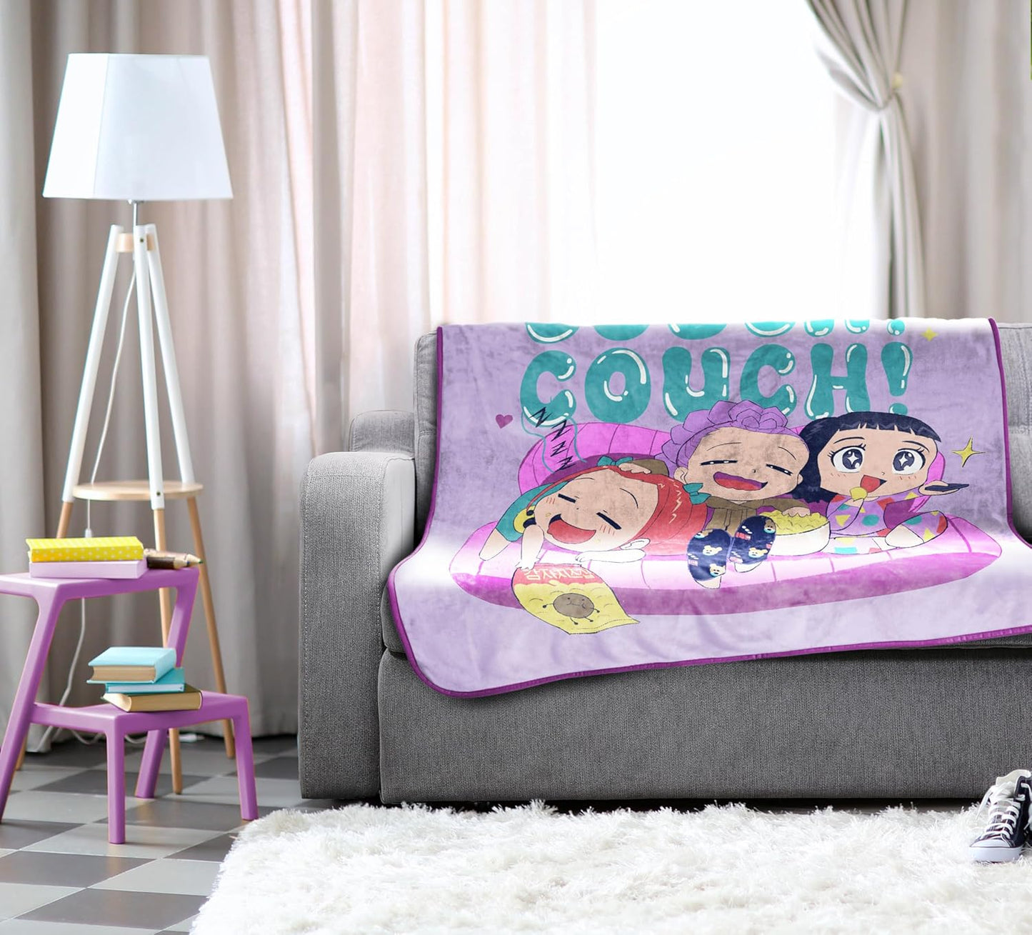 Kpop Demon Hunters Huntrix Plush Throw Blanket – Ultra Soft Fleece Kids Blanket, Purple 46x60