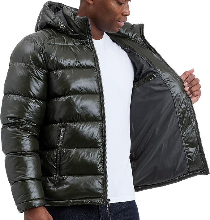 Men’s Shine Hooded Puffer Jacket – Heavy Water-Resistant Winter Coat