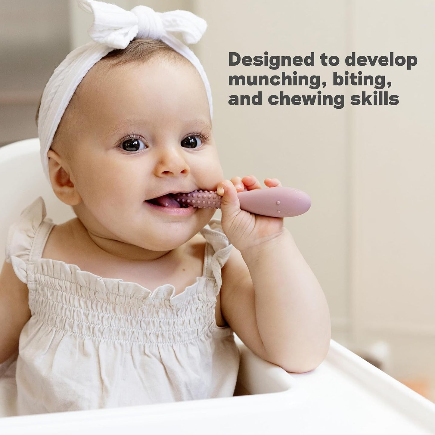 Oral Development Tools – 3-Pack Silicone Chewing & Weaning Aids (Pewter, 3+ Months)