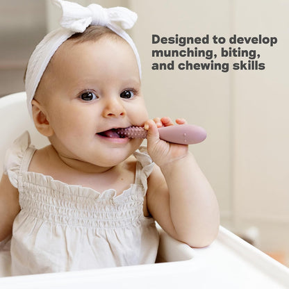 Oral Development Tools – 3-Pack Silicone Chewing & Weaning Aids (Pewter, 3+ Months)