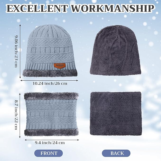 JaGely Winter Beanie, Scarf & Touchscreen Gloves Set – Fleece-Lined Knit for Men & Women