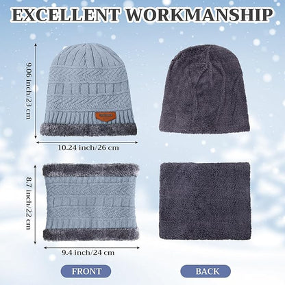 JaGely Winter Beanie, Scarf & Touchscreen Gloves Set – Fleece-Lined Knit for Men & Women